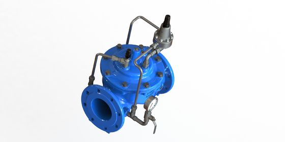 PN25 अधिकतम दबाव और 0-80°C ऑपरेटिंग तापमान के साथ डक्टाइल आयरन प्रेशर सस्टेनिंग वाल्व